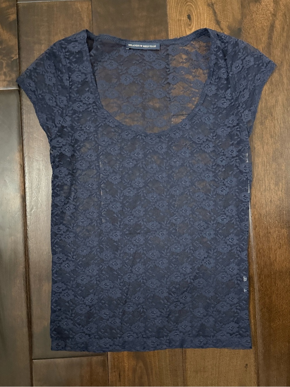 Brandy Melville Navy Floral Lace Scoop Camisole